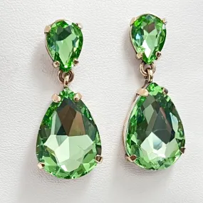 Mariah - Rhinestone Drop Earrings (Lime Green)