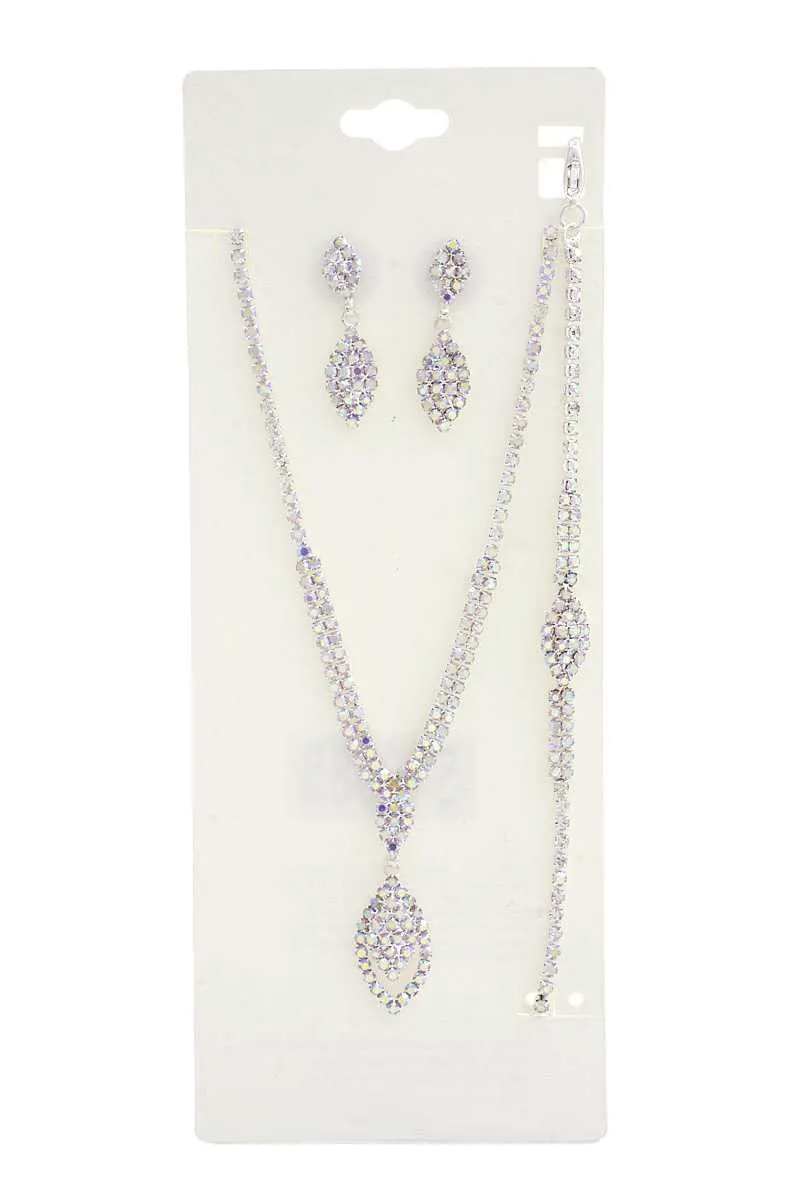 Marquise Rhinestone Bracelet Necklace Set