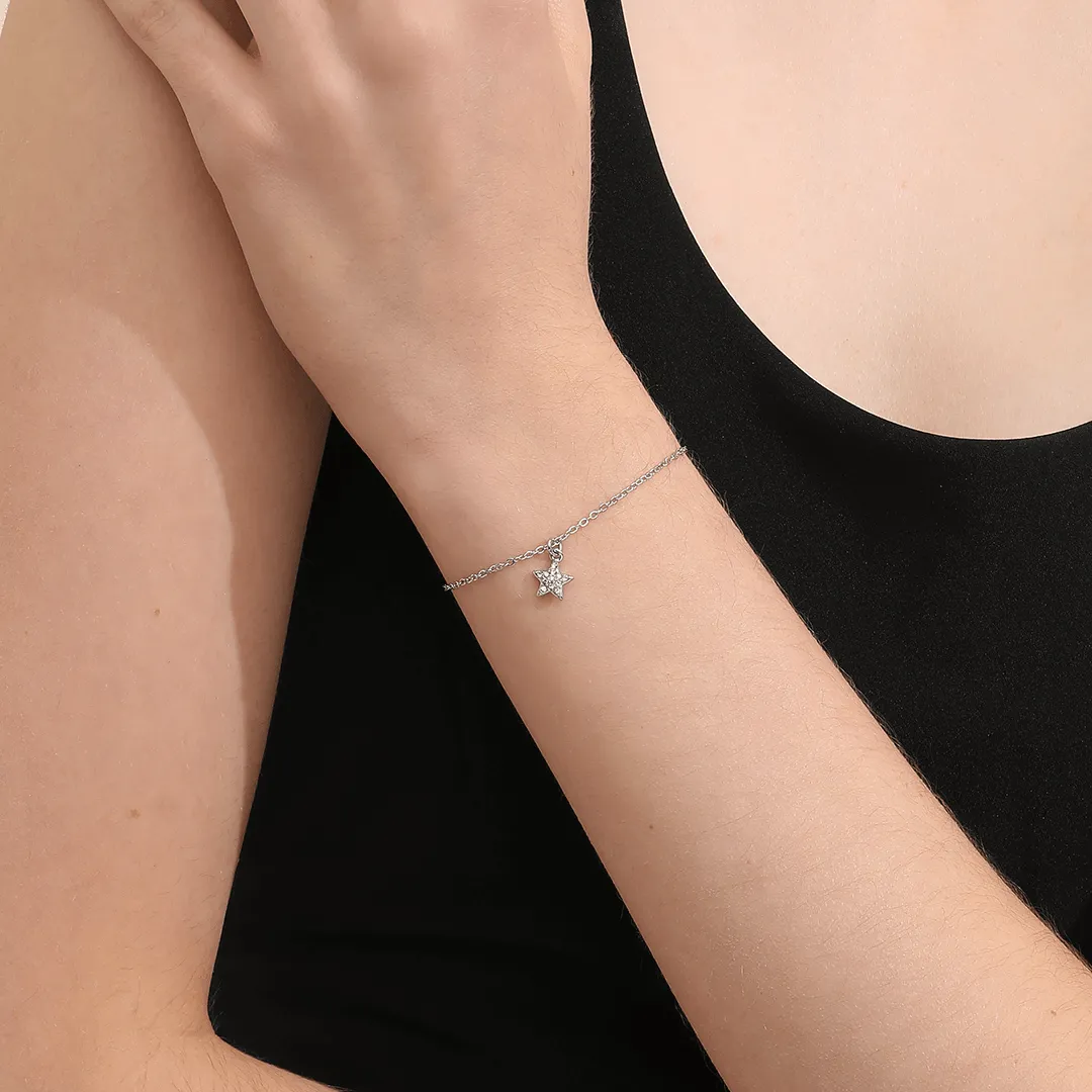 Memories: "THANK YOU FOR BEING MY BRIDESMAID" | Star Bracelet | White Gold-Plated