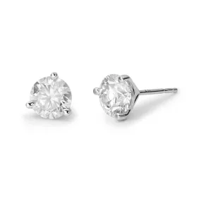 Men's Round Cut Solitaire Diamond Stud Earrings 2.04ctw 14K White Gold