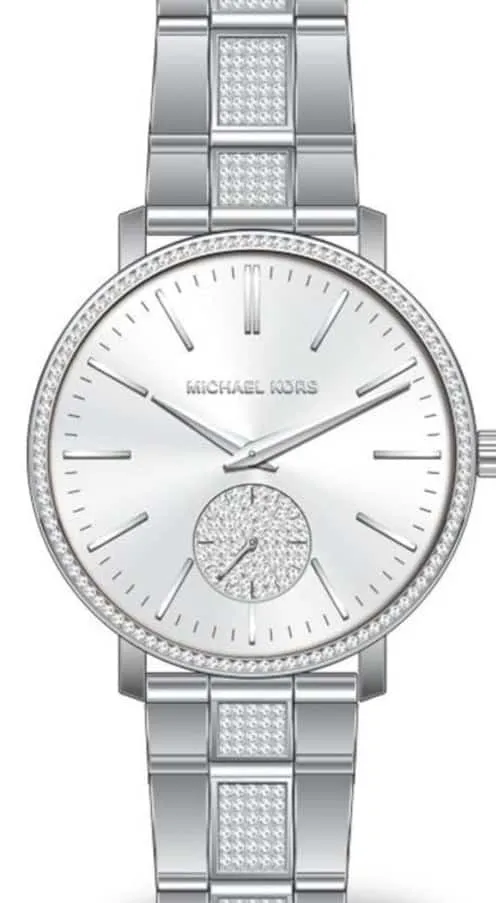 Michael Kors Jaryn Pave Silver Tone Women's Watch MK3600