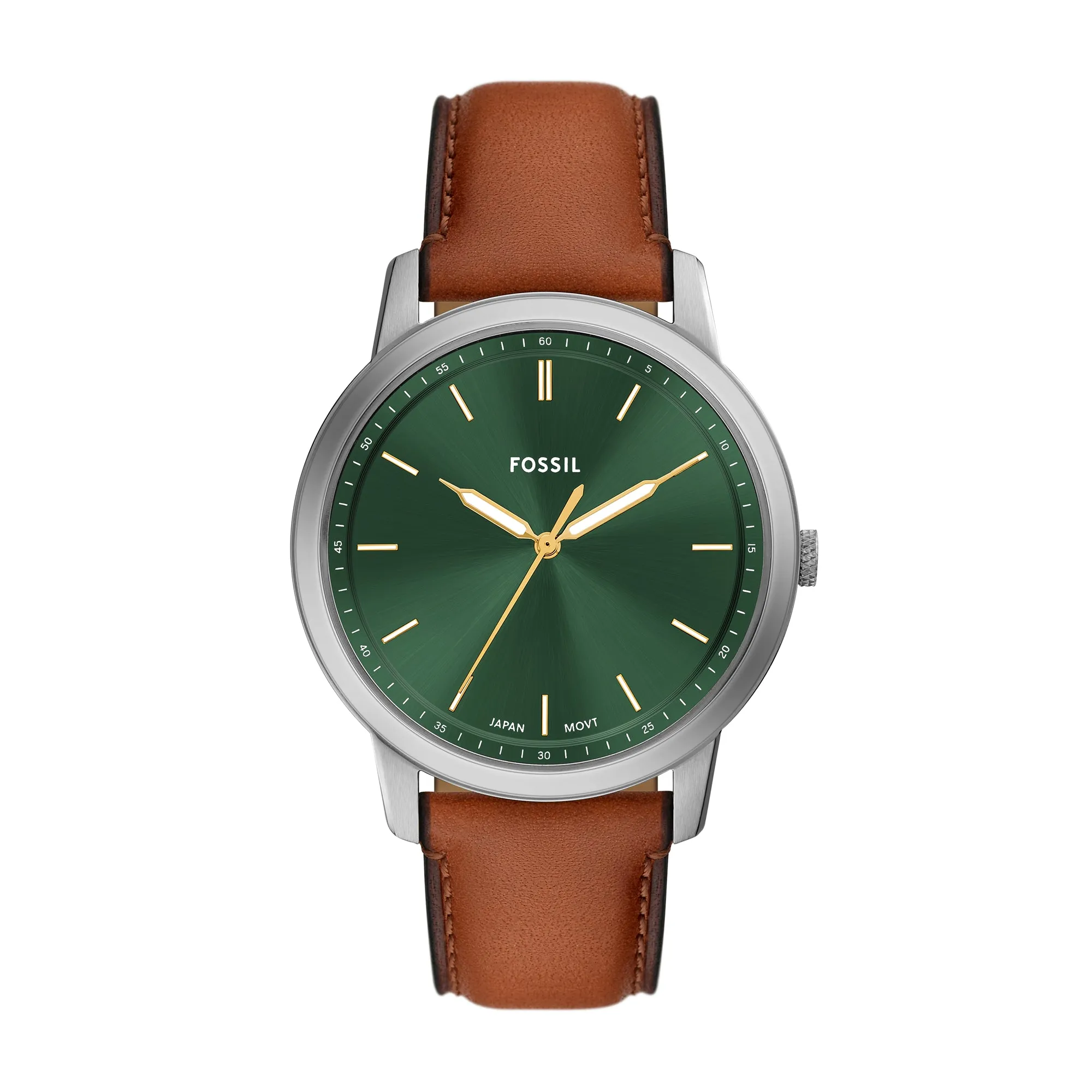 Minimalist Three-Hand Brown Leather Watch