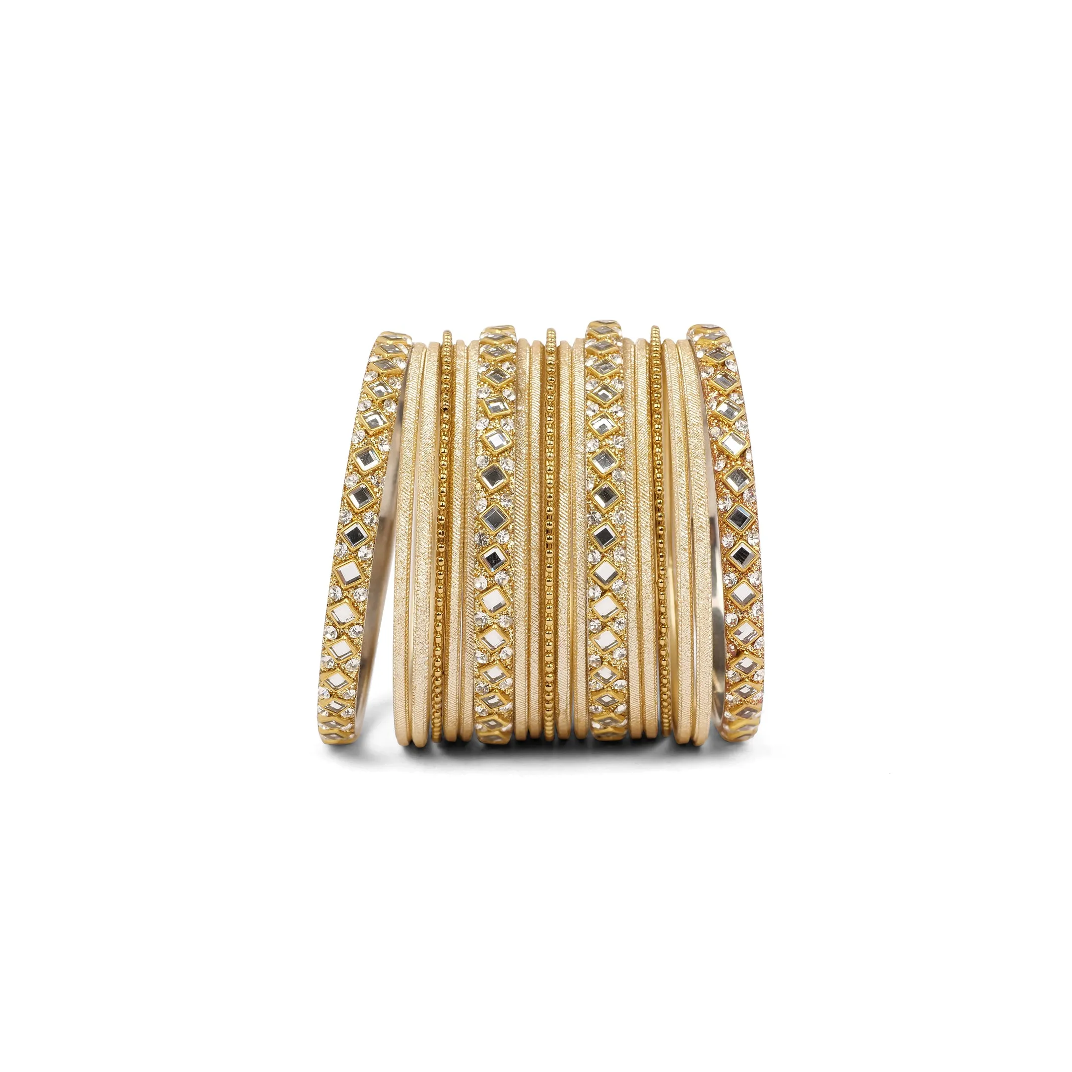 Mirror Shimmer Bangle Set in Gold