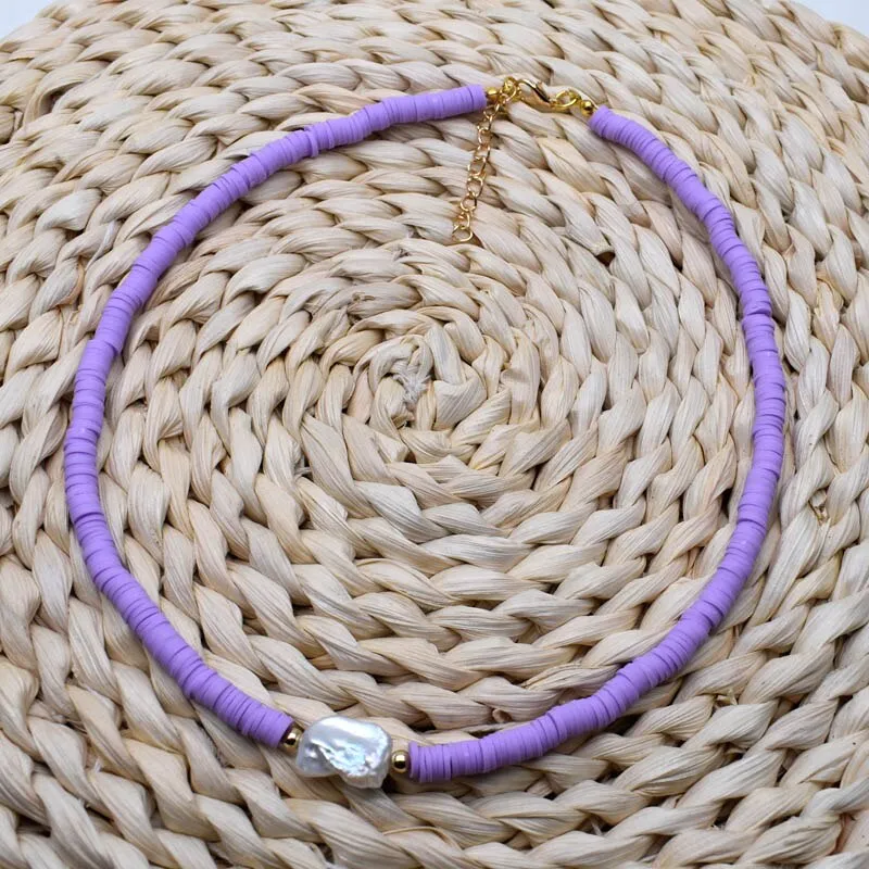 Mix Color Soft Pottery Beads Choker Necklace
