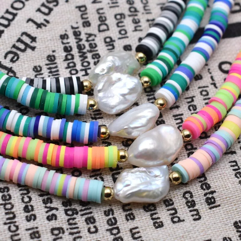 Mix Color Soft Pottery Beads Choker Necklace