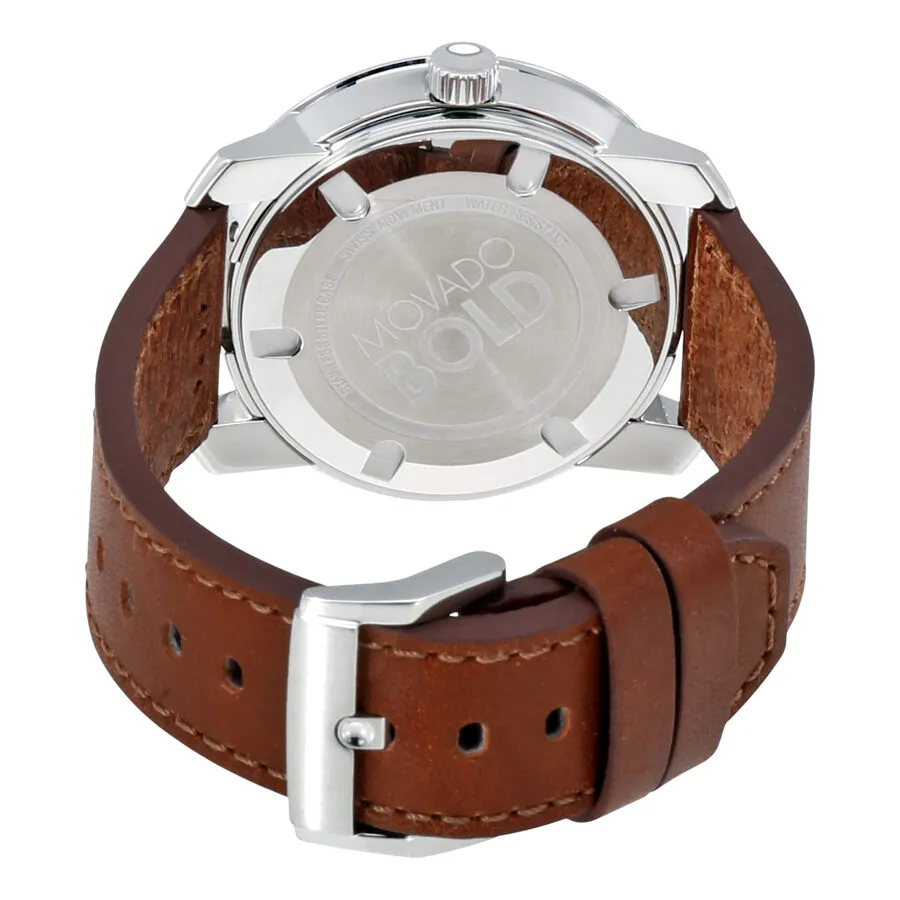 Movado Bold Silver Dial Brown Leather Men's Watch 3600398