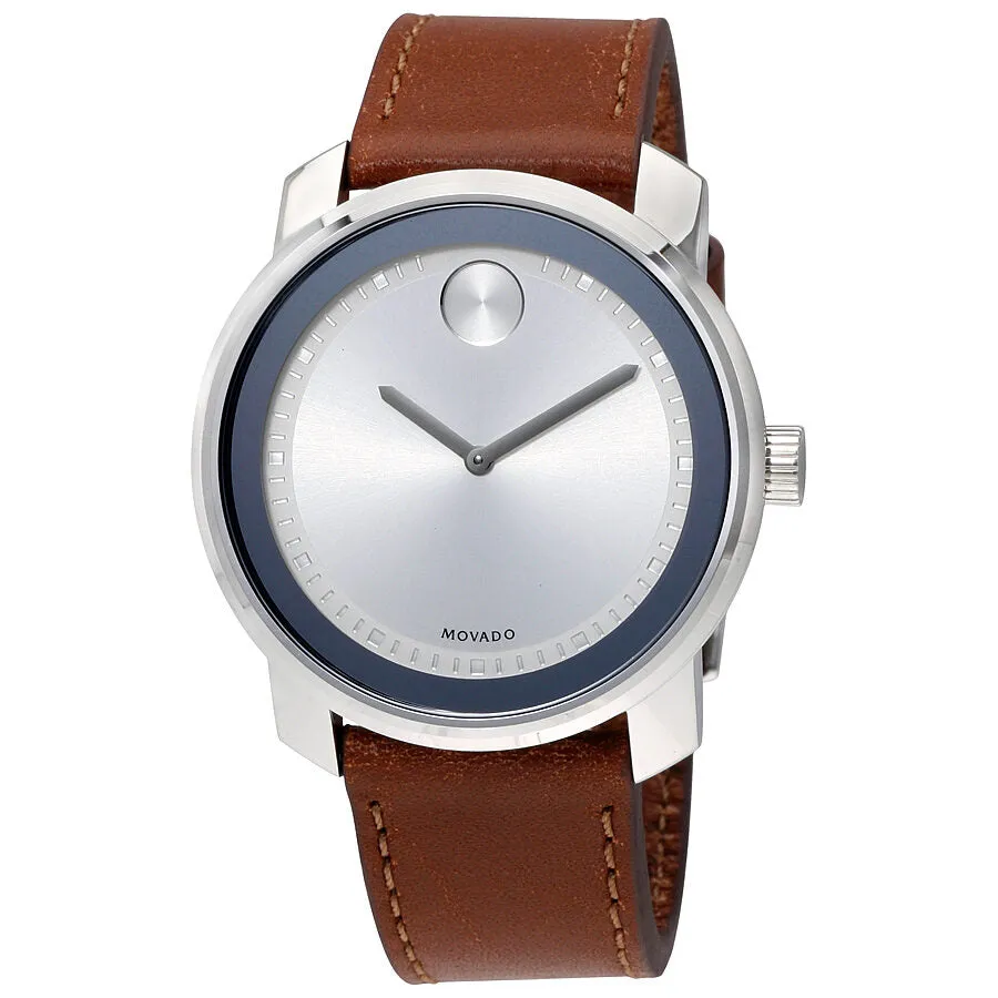 Movado Bold Silver Dial Brown Leather Men's Watch 3600398