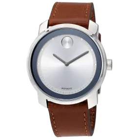 Movado Bold Silver Dial Brown Leather Men's Watch 3600398