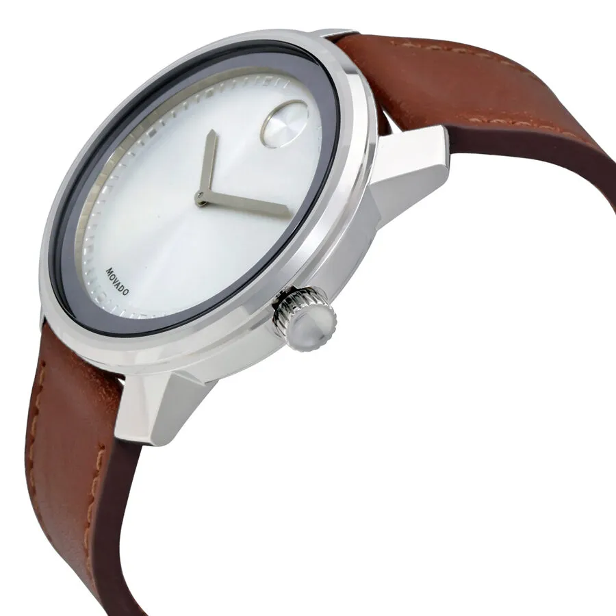 Movado Bold Silver Dial Brown Leather Men's Watch 3600398