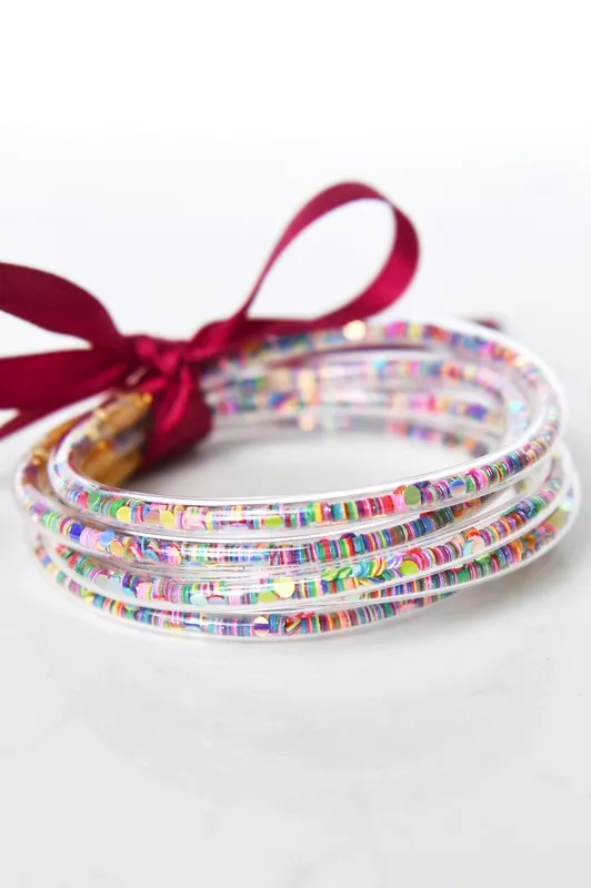 Multicolor Confetti Sequin Tube Bracelets Jelly