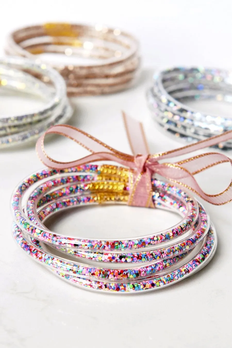 Multicolor Confetti Sequin Tube Bracelets Jelly