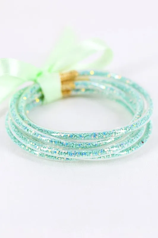 Multicolor Confetti Sequin Tube Bracelets Jelly