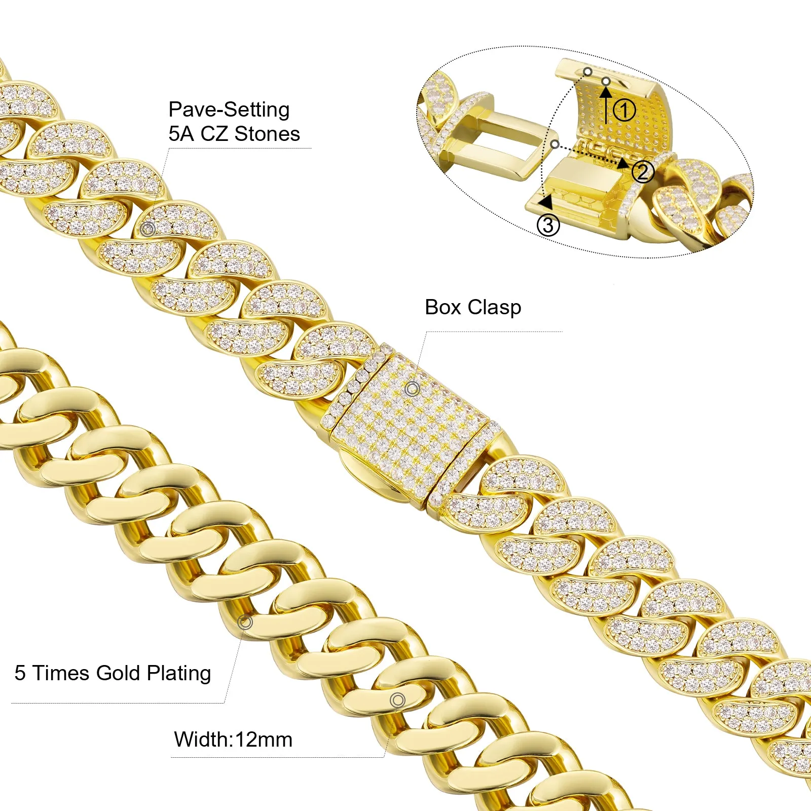 【NEW】12mm Iced Out Diamond Cuban  Bracelet