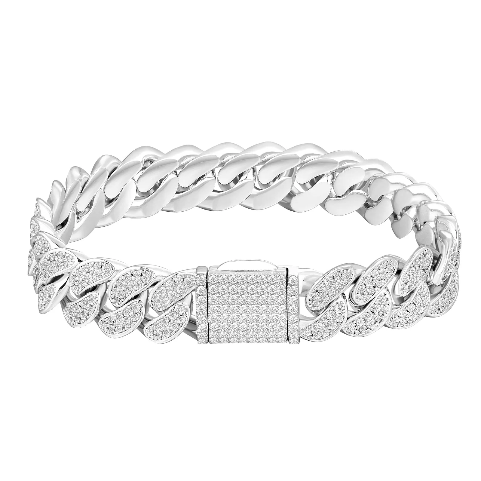 【NEW】12mm Iced Out Diamond Cuban  Bracelet