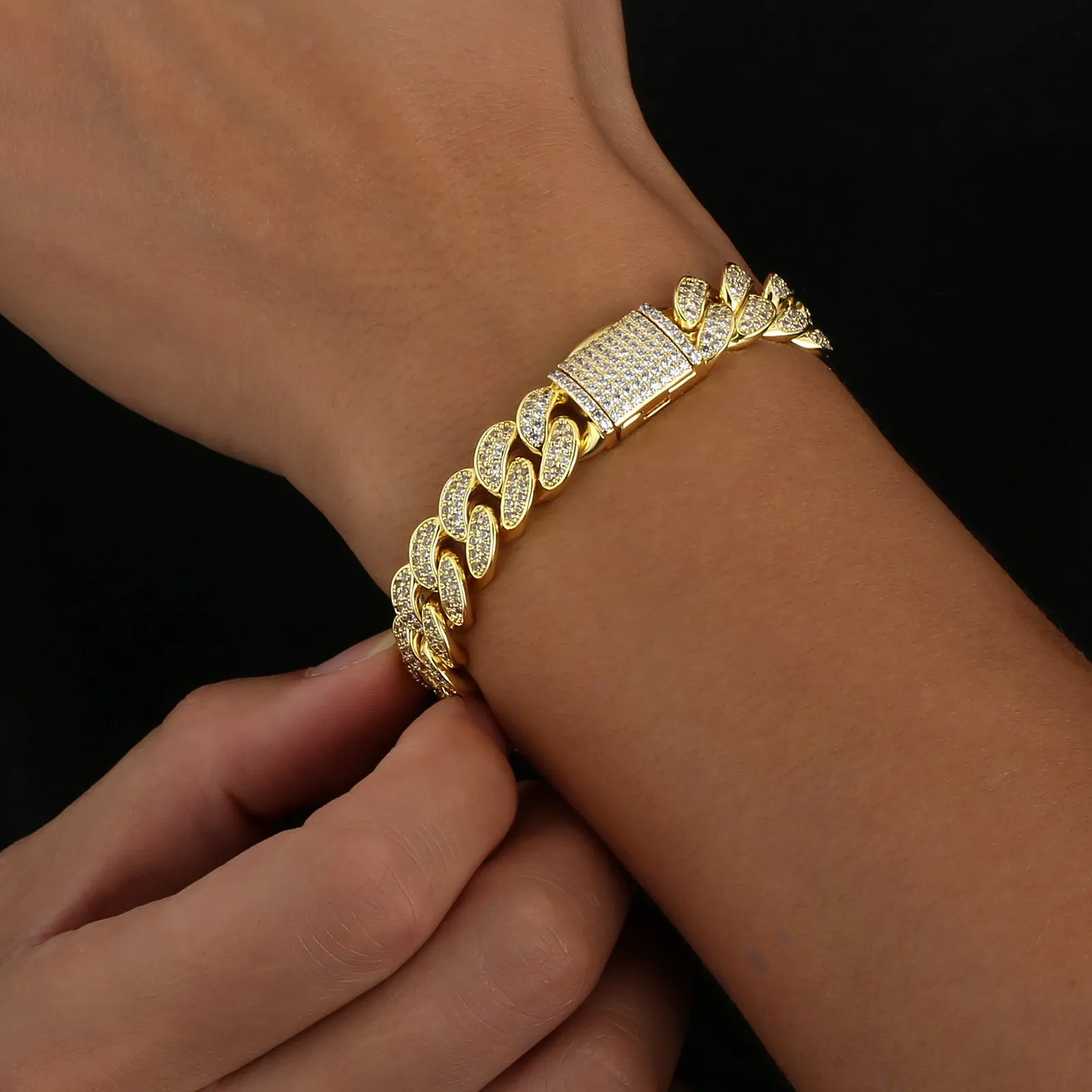 【NEW】12mm Iced Out Diamond Cuban  Bracelet