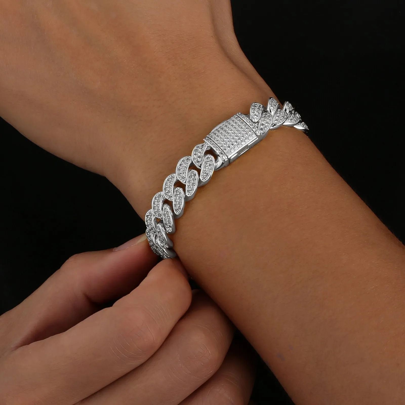 【NEW】12mm Iced Out Diamond Cuban  Bracelet