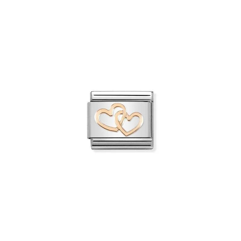 Nomination Composable Link Hearts, Intertwined, 9K Rose Gold