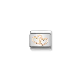 Nomination Composable Link Hearts, Intertwined, 9K Rose Gold