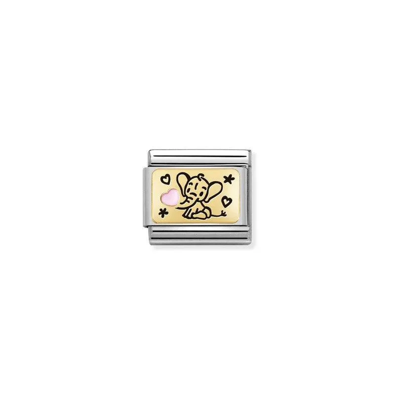 Nomination Composable Link Pink Baby Elephant, 18K Gold & Enamel
