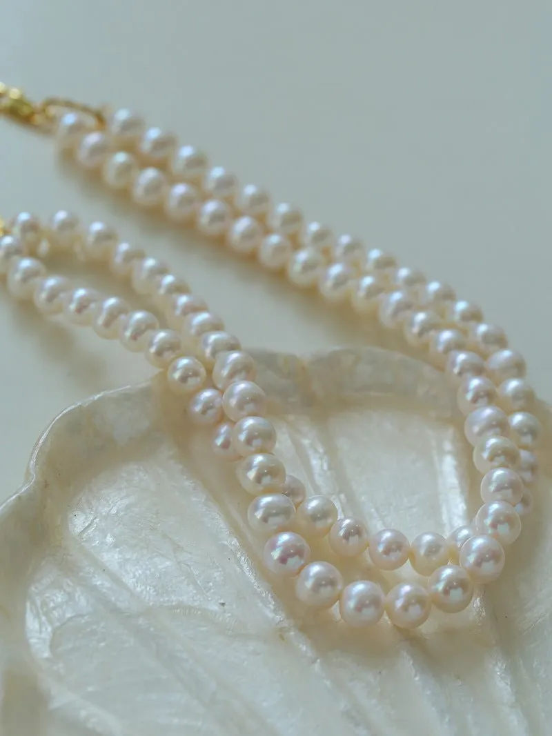 Oval Link Chain Splicing Double Layer Pearl Choker
