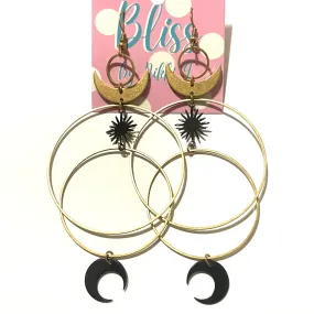 Overlapping Circles, Horns, and Starbursts Statement Earrings