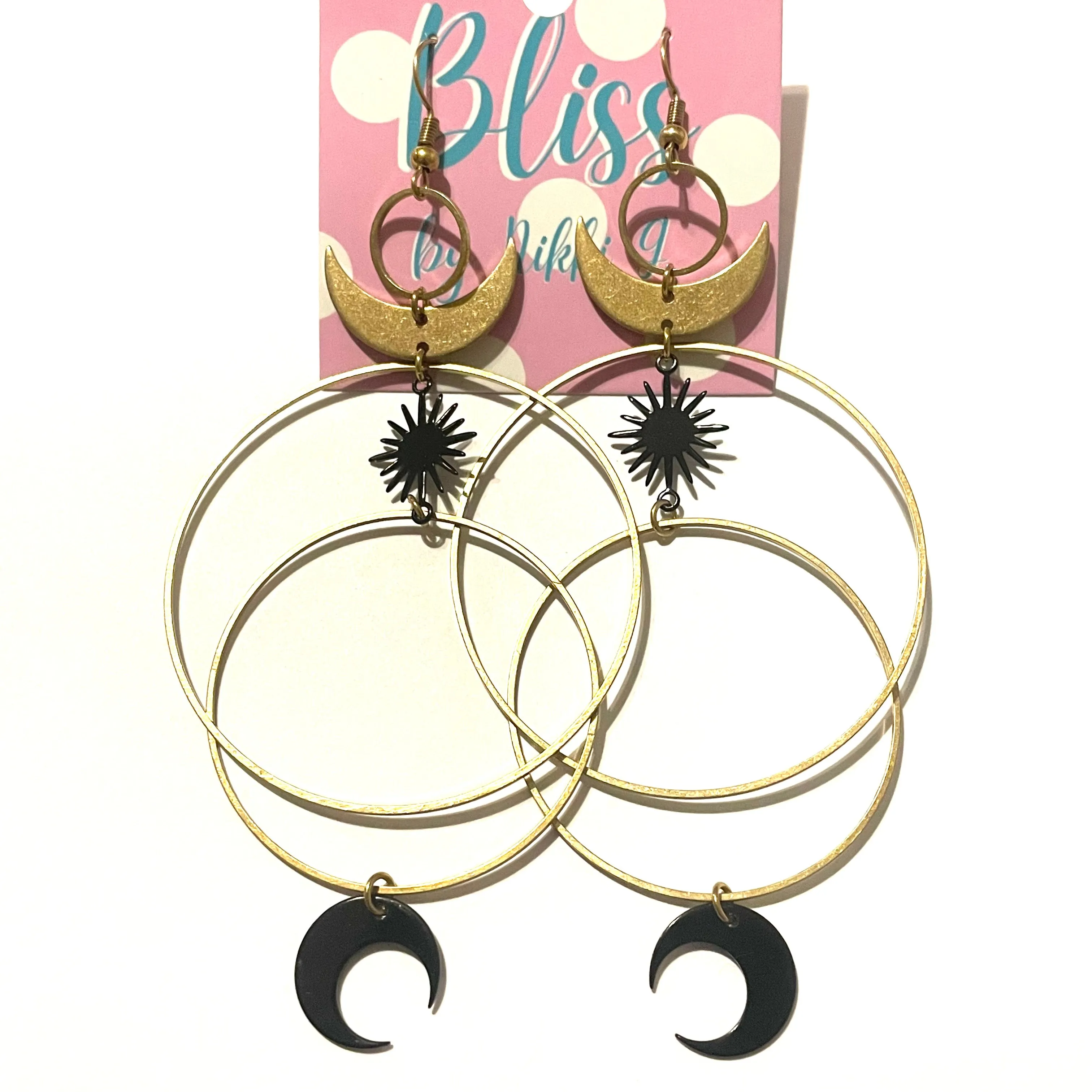 Overlapping Circles, Horns, and Starbursts Statement Earrings