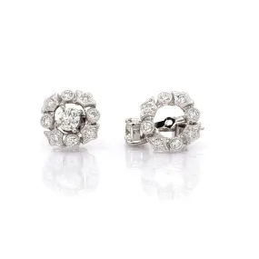 Pair of 18ct White Gold and Diamond Collars for Diamond or Pearl Stud Earrings