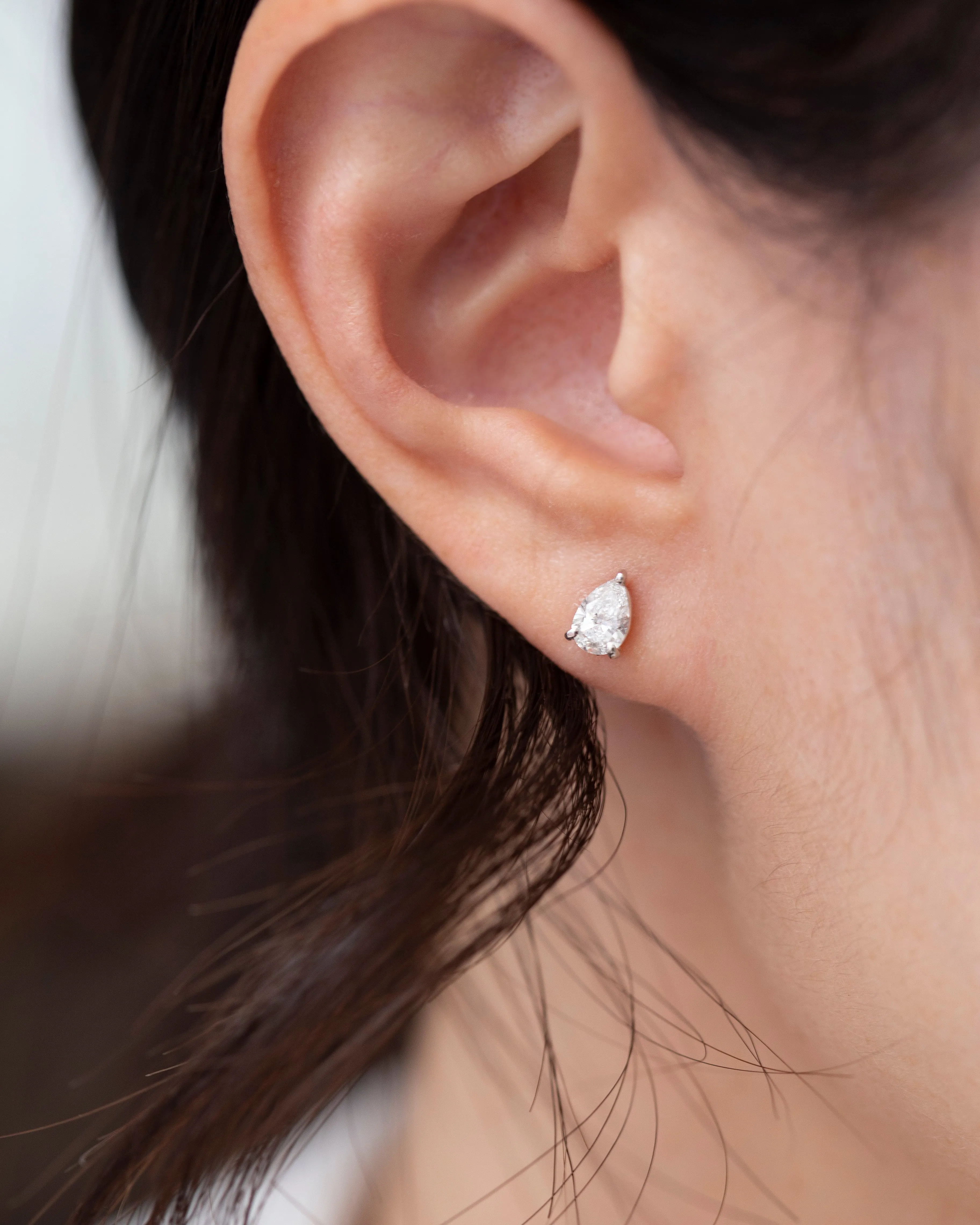 Pear Cut Lab Grown Diamond Solitaire Stud Earring