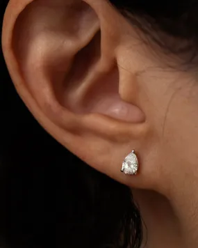 Pear Cut Lab Grown Diamond Solitaire Stud Earring