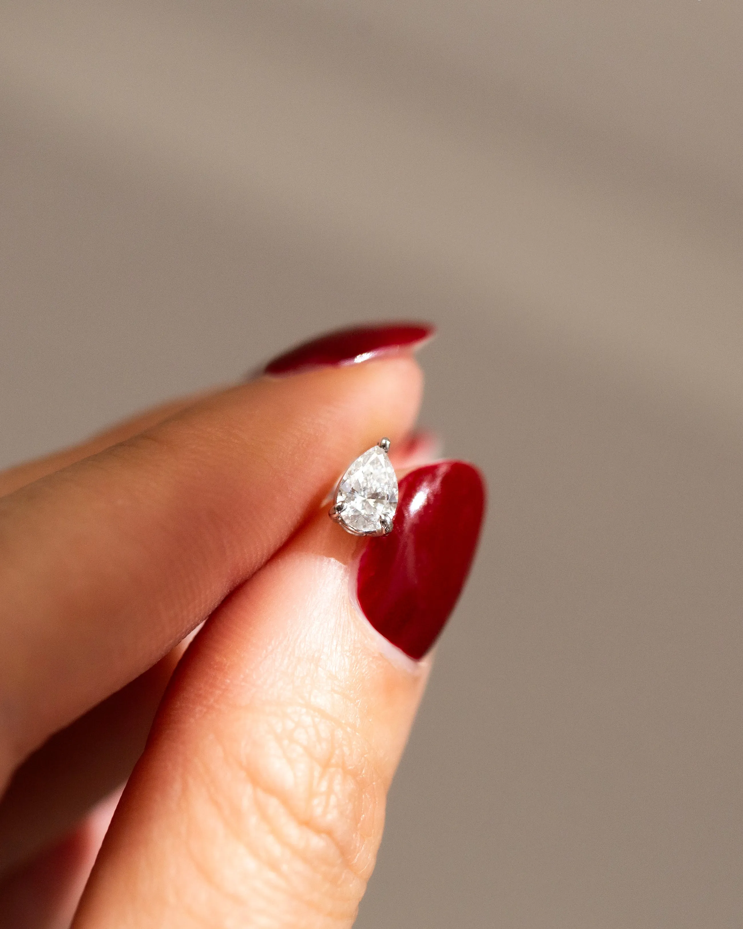 Pear Cut Lab Grown Diamond Solitaire Stud Earring