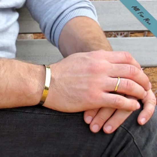 Personalized Gold Cuff Bracelet - Anniversary Gift for Men