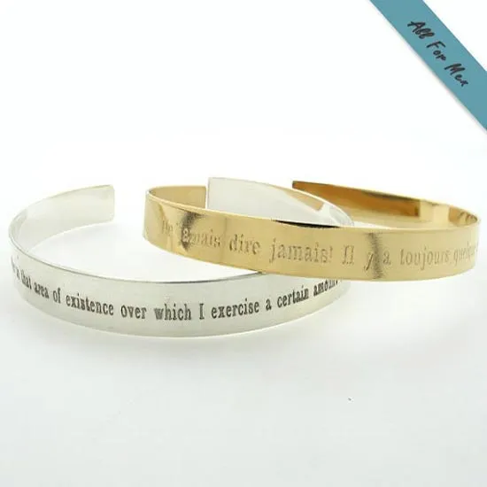 Personalized Gold Cuff Bracelet - Anniversary Gift for Men
