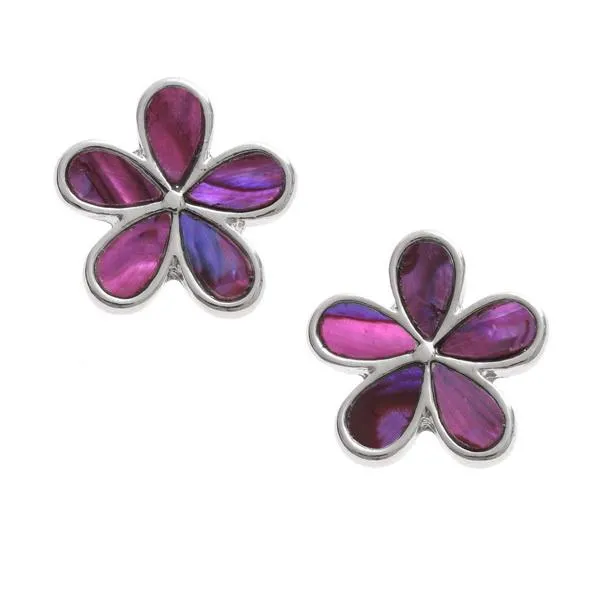 Pink Daisy Paua Shell Earrings