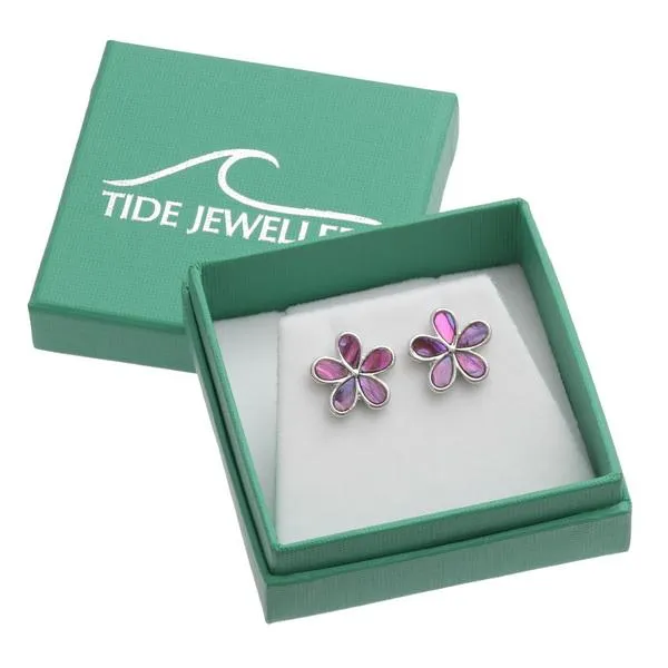 Pink Daisy Paua Shell Earrings