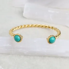 Pipa Green Two Stone Bangle Cuff Bracelet