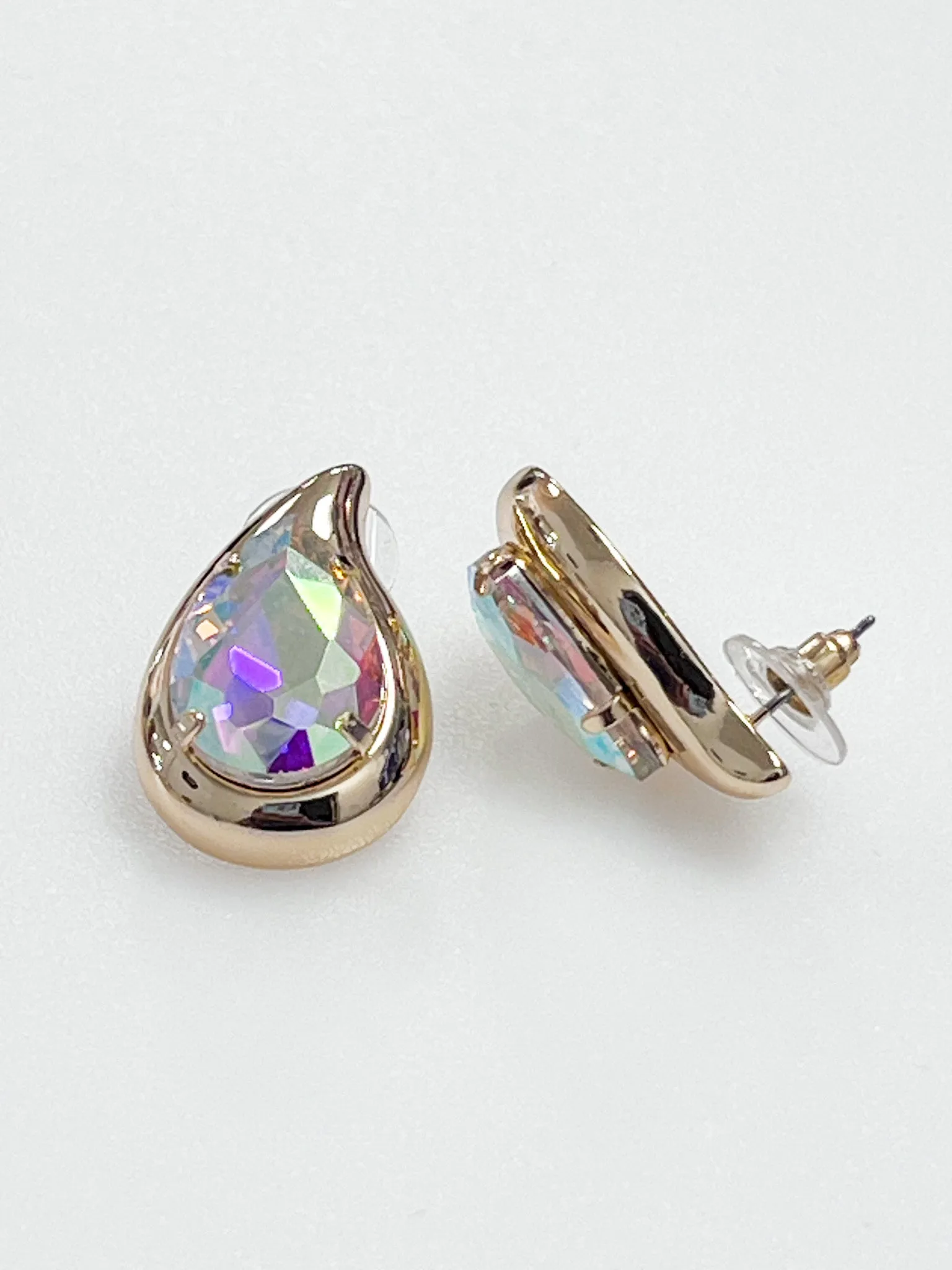 Piper - AB Teardrop Chunky Stud Earrings (Gold)