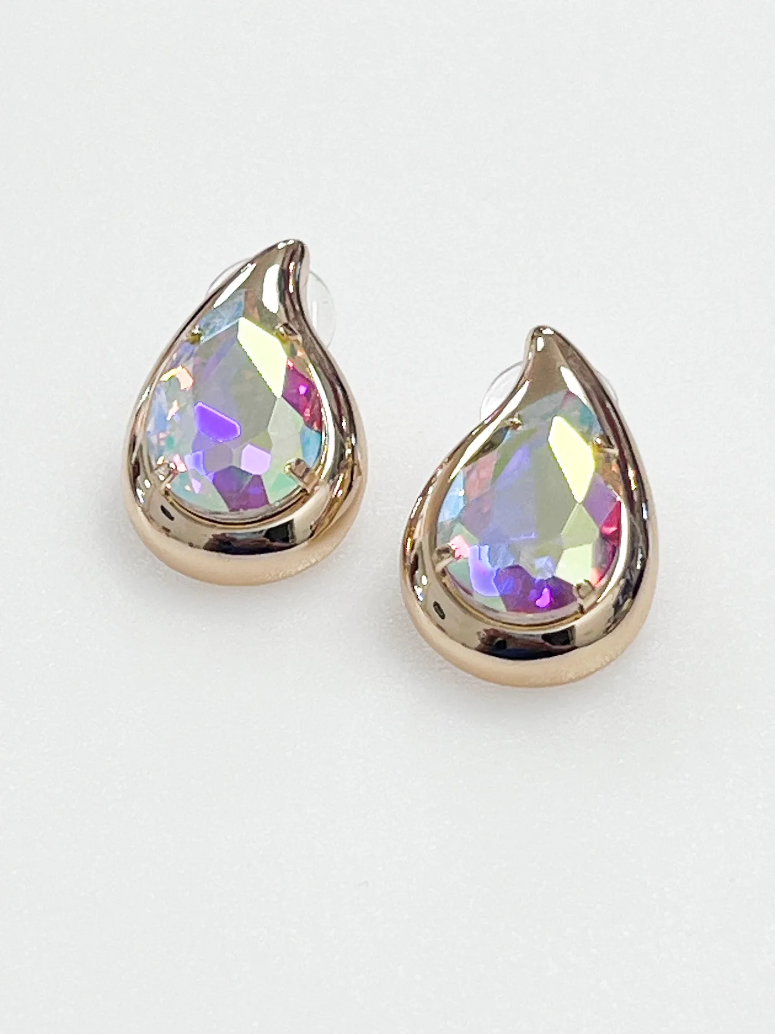Piper - AB Teardrop Chunky Stud Earrings (Gold)