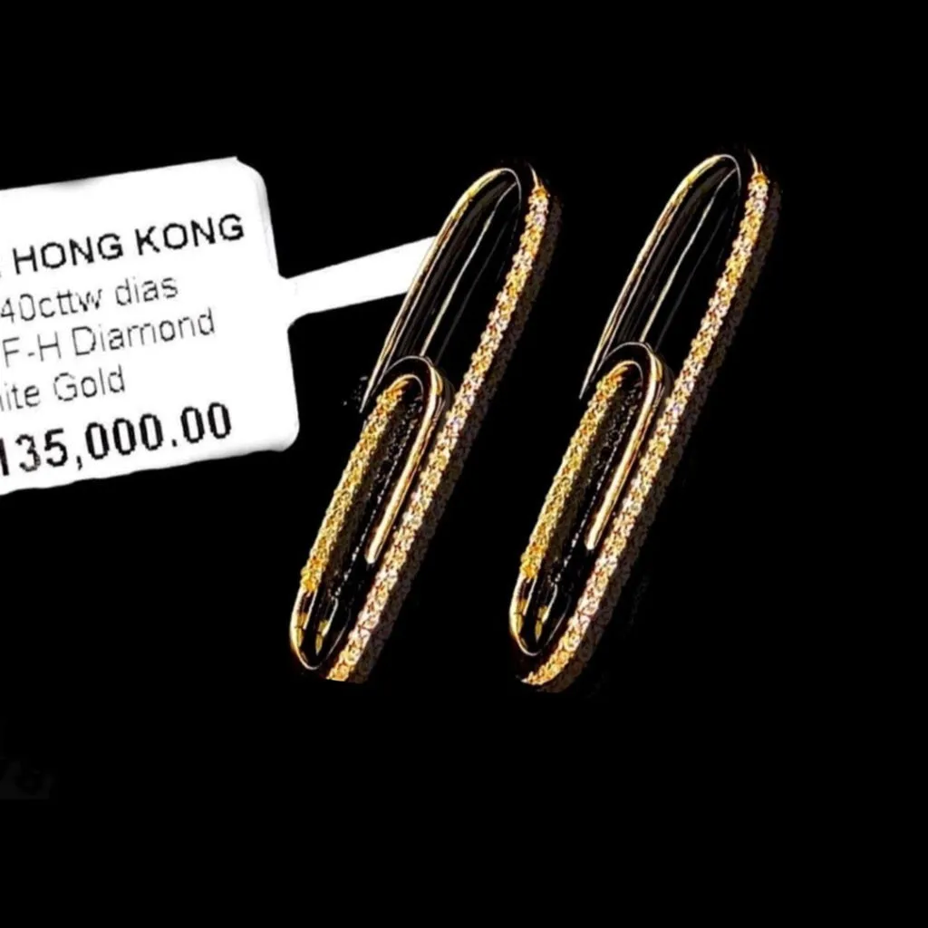 PREORDER | Golden Paperclip Studded Deco Diamond Earrings 14kt