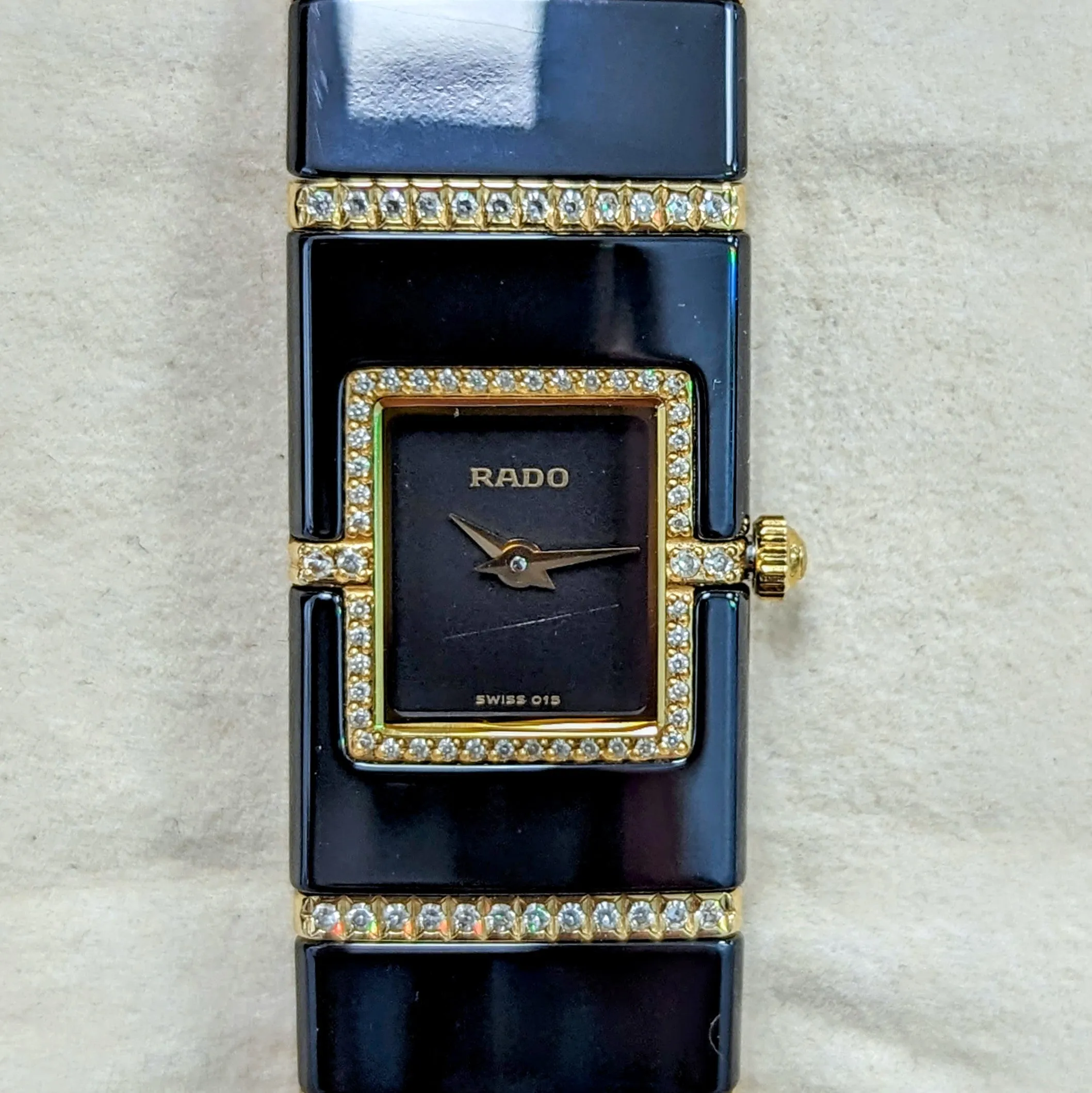 RADO Diastar Diaqueen Watch 18K Gold & Diamond Ceramic 963.0410.3 Wristwatch Swiss