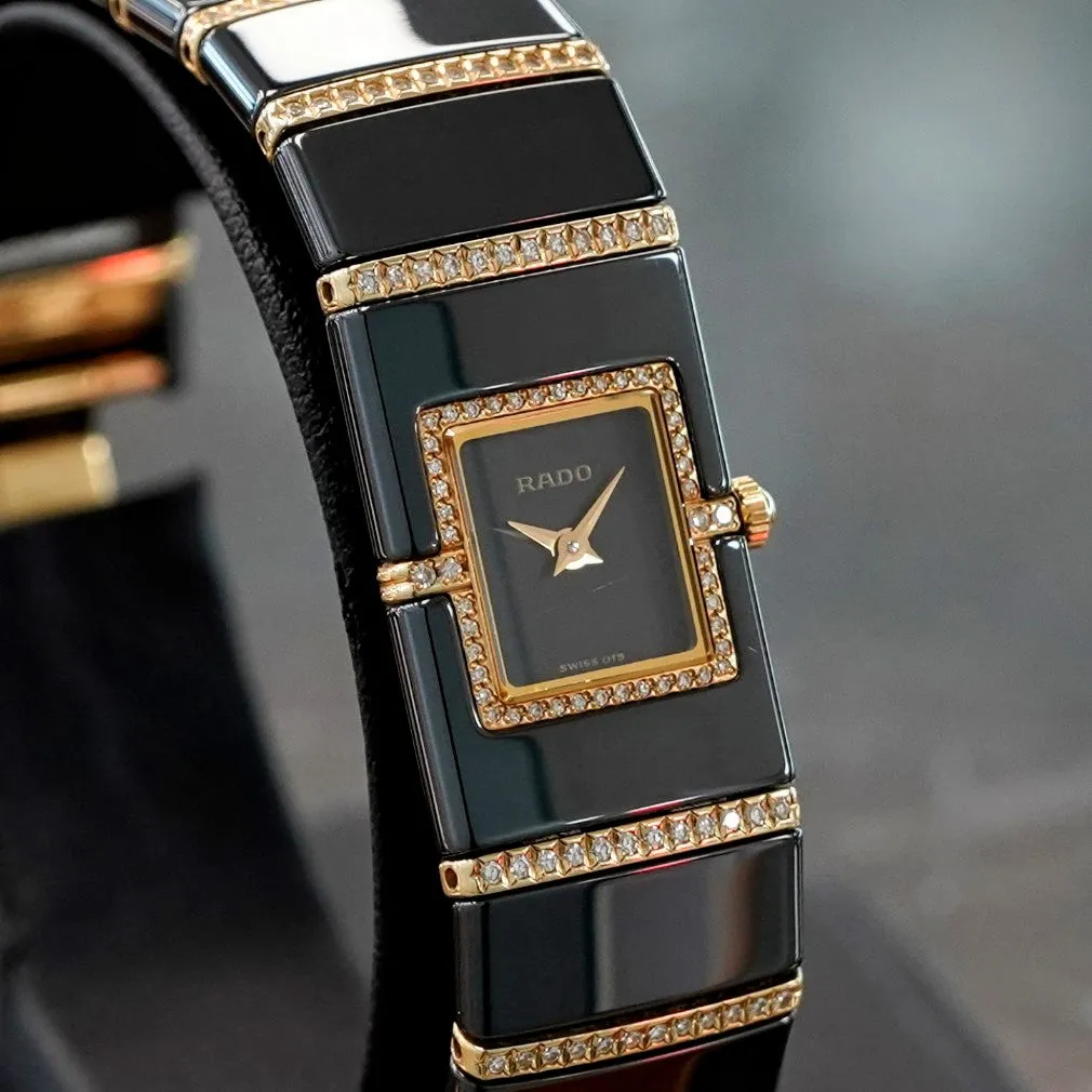 RADO Diastar Diaqueen Watch 18K Gold & Diamond Ceramic 963.0410.3 Wristwatch Swiss