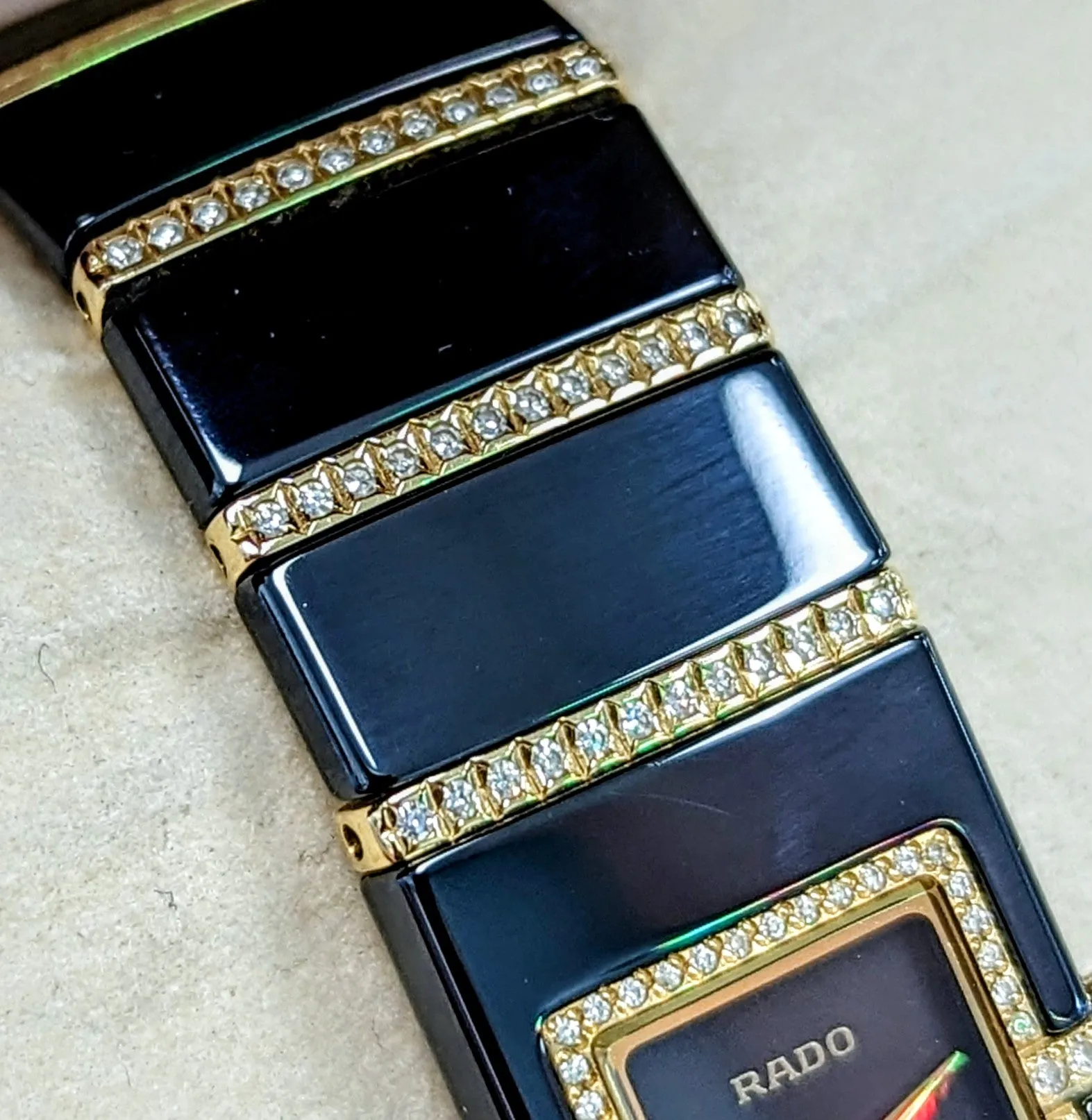 RADO Diastar Diaqueen Watch 18K Gold & Diamond Ceramic 963.0410.3 Wristwatch Swiss