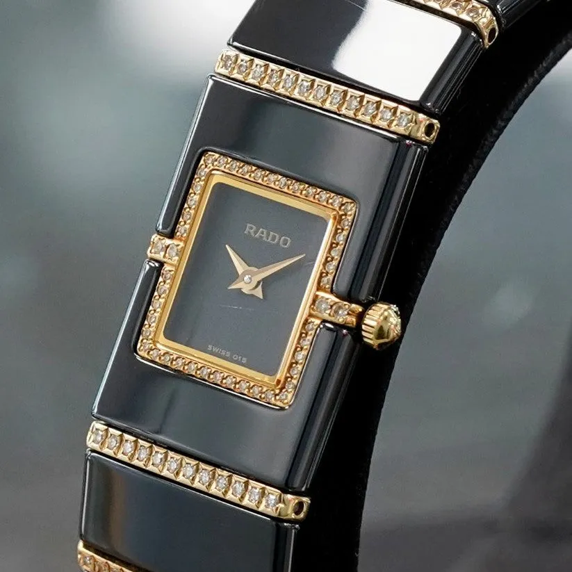 RADO Diastar Diaqueen Watch 18K Gold & Diamond Ceramic 963.0410.3 Wristwatch Swiss