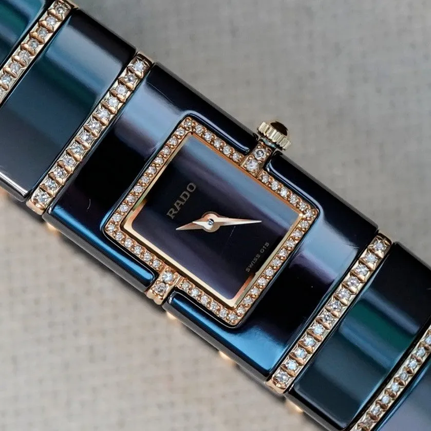RADO Diastar Diaqueen Watch 18K Gold & Diamond Ceramic 963.0410.3 Wristwatch Swiss
