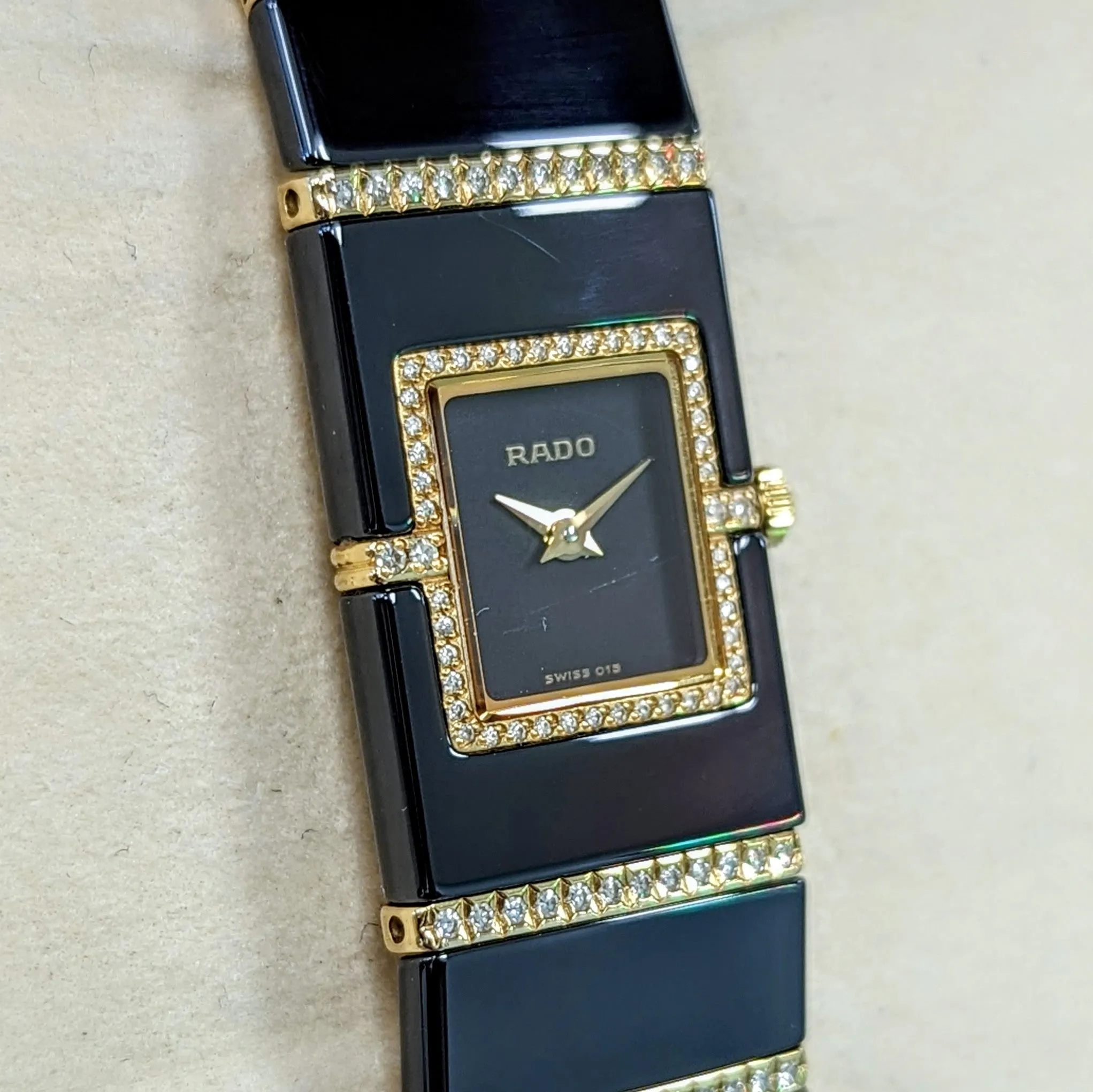 RADO Diastar Diaqueen Watch 18K Gold & Diamond Ceramic 963.0410.3 Wristwatch Swiss