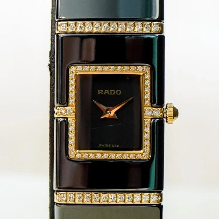 RADO Diastar Diaqueen Watch 18K Gold & Diamond Ceramic 963.0410.3 Wristwatch Swiss