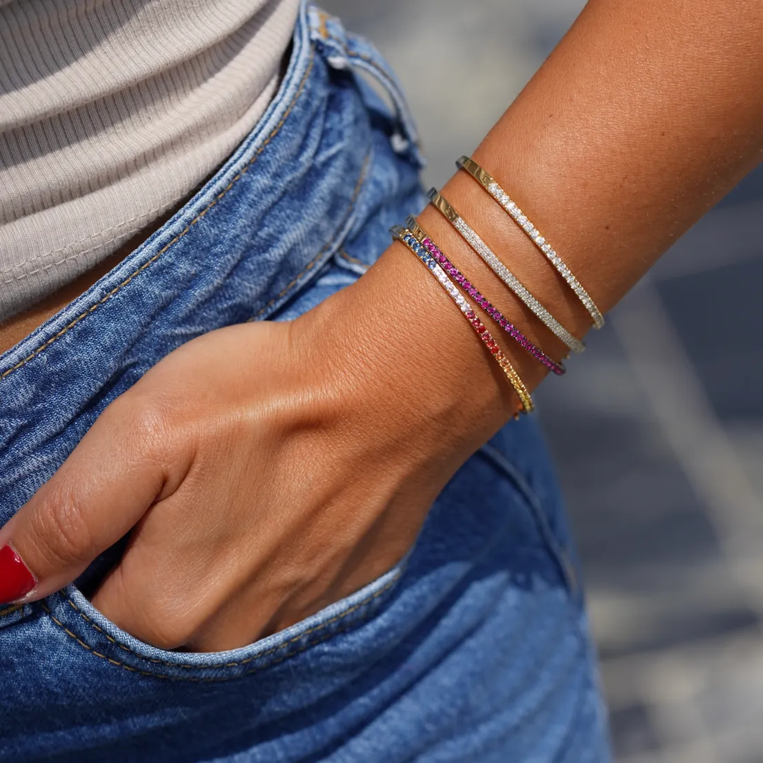 Rainbow Sapphire Bangle