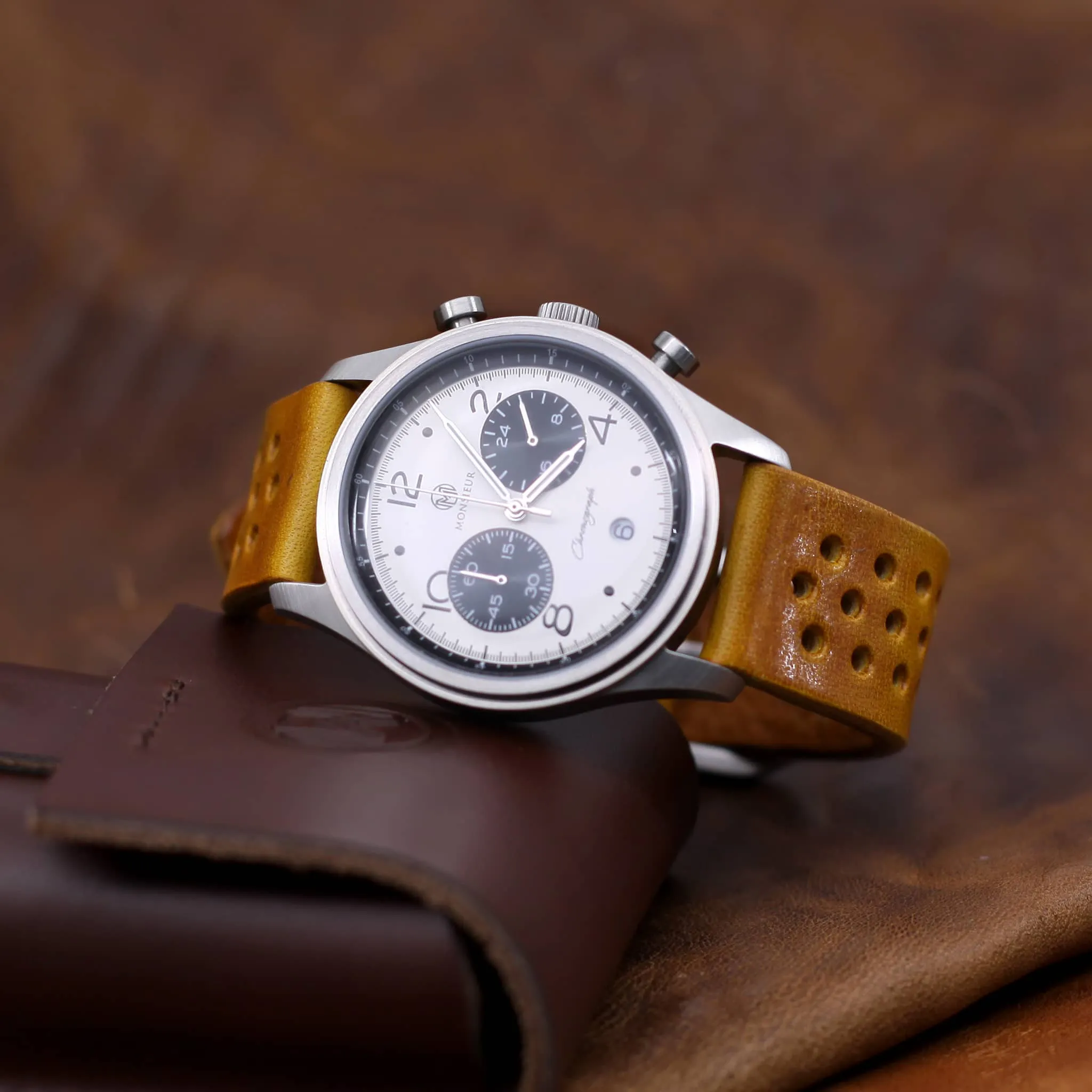 Rally Leather Watch Strap, Military 104 | Stitch-less