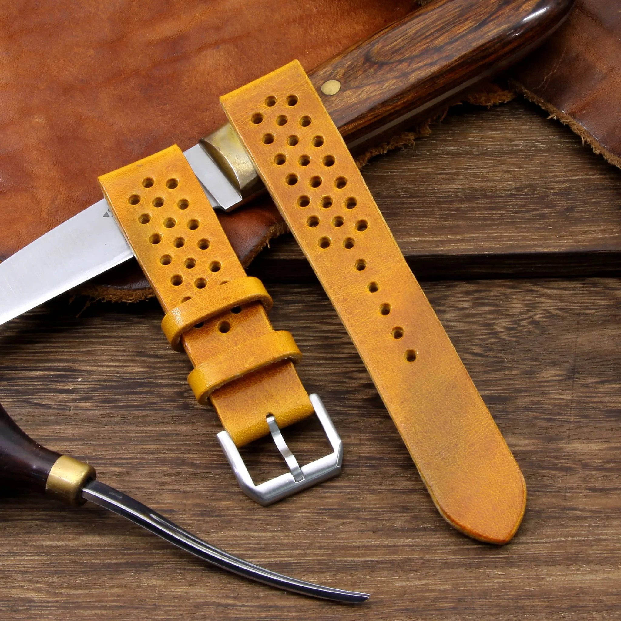 Rally Leather Watch Strap, Military 104 | Stitch-less
