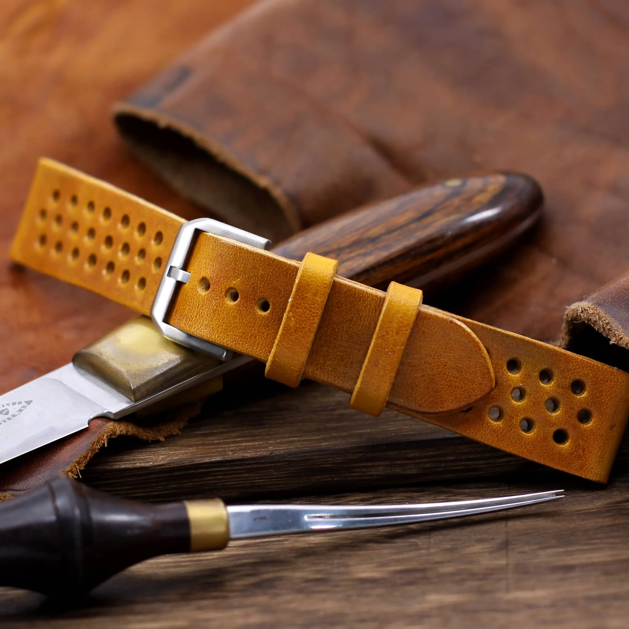 Rally Leather Watch Strap, Military 104 | Stitch-less