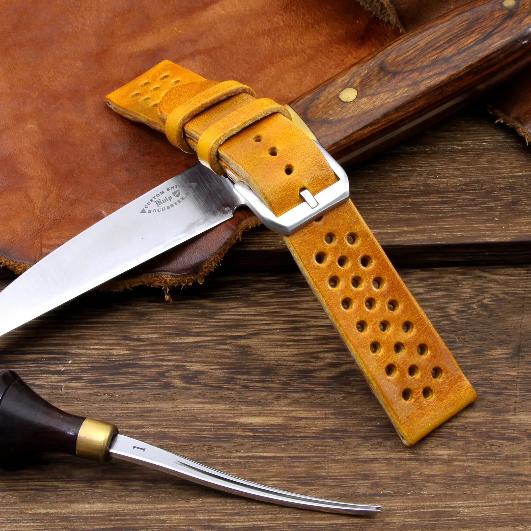Rally Leather Watch Strap, Military 104 | Stitch-less